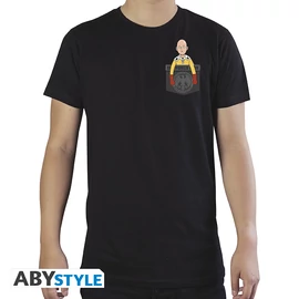 ONE PUNCH MAN - Póló  "Saitama pocket size" man SS black - basic