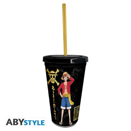 ONE PIECE - Pohár with straw - 470ml - Luffy & Zoro