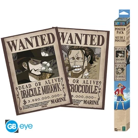 ONE PIECE - Szett 2 Poszterek Chibi 52x38 - Wanted Mihawk & Crocodile