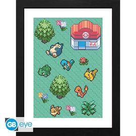 POKEMON - Keretezett nyomat "Pixel Art" (30x40)