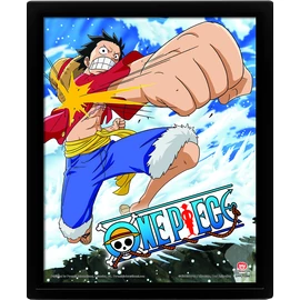 One Piece Luffy punch Lenticular 3D keretezett hologram kép