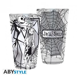 Nightmare Before Christmas NBX Jack &amp; Sally díszítésű üvegpohár 400ml