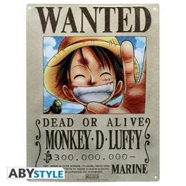 ONE PIECE Wanted Luffy fém plakát