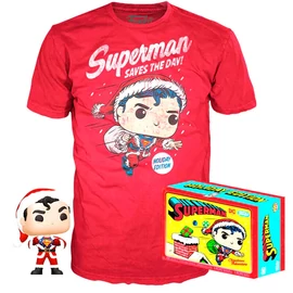 POP &amp; Tee szett: DC Comics Superman Exclusive Flocked figura és póló