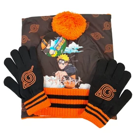 Naruto csősál, sapka és kesztyű szett