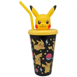 Pokemon Pikachu 3D tetős szívószálas pohár 500ml