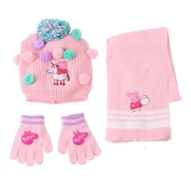 Peppa malac téli szett: nyaksál, sapka, kesztyű