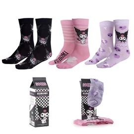 Hello Kitty Kuromi 3 darabos felnőtt zokni szett