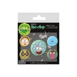Pyramid Rick &amp; Morty Kitűző Csomag (Fekete)