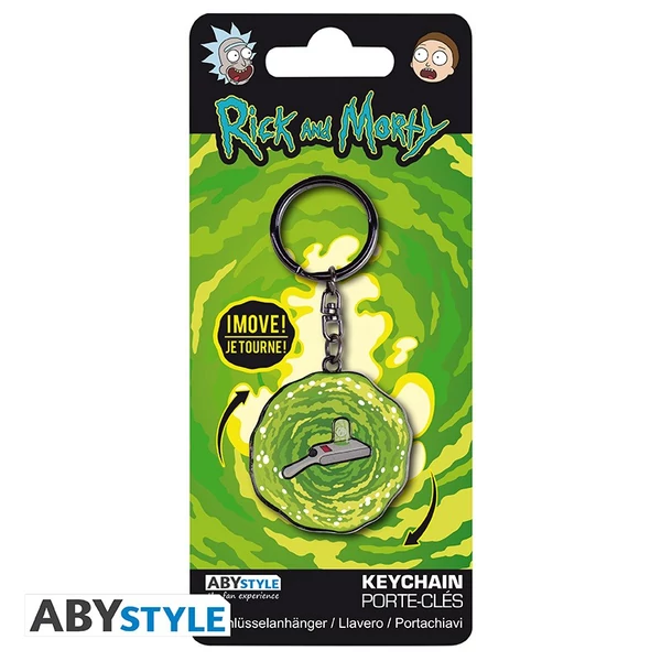 Rick and Morty Portal & gun forgó kulcstartó