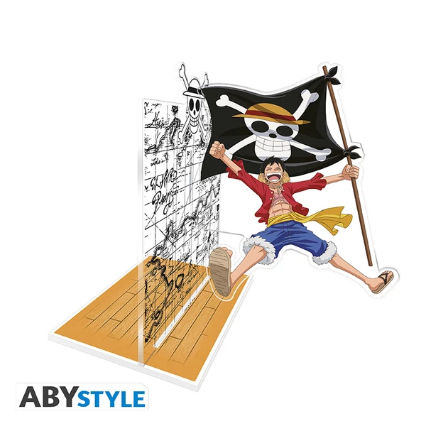 ONE PIECE - Akril figura® Könyvtámasz - Luffy with his Zászló