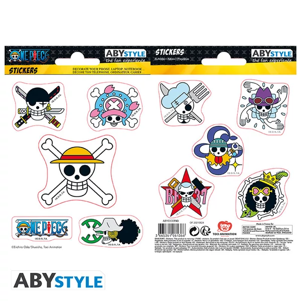 ONE PIECE - Matricák - 16x11cm/ 2 sheets -  Straw Hat Skulls