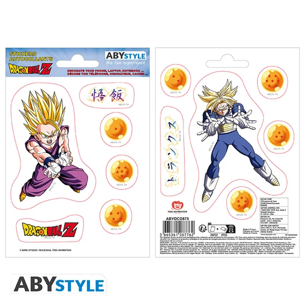 DRAGON BALL - Matricák - 16x11cm/ 2 sheets - DBZ/ Gohan & Trunks