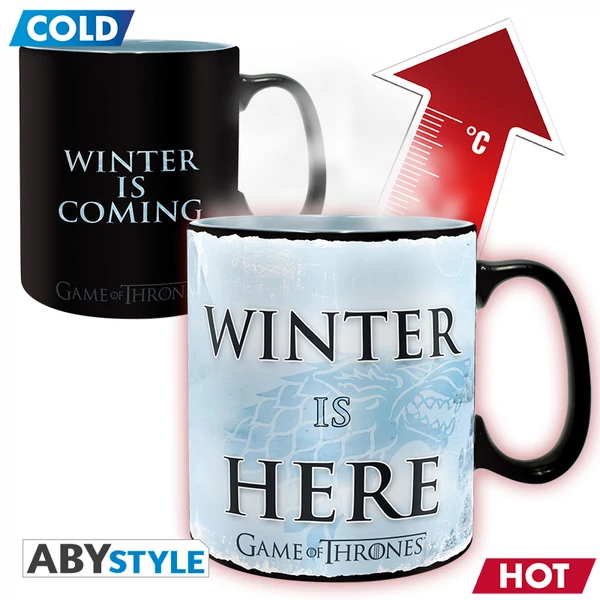 GAME OF THRONES - Hőre változó bögre - 460 ml - Winter is here - bo