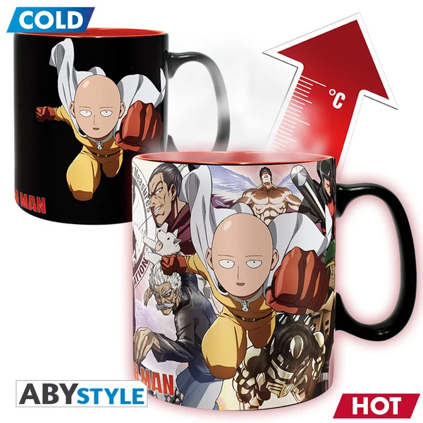 ONE PUNCH MAN - Hőre változó bögre - 460 ml - Heroes - with bo