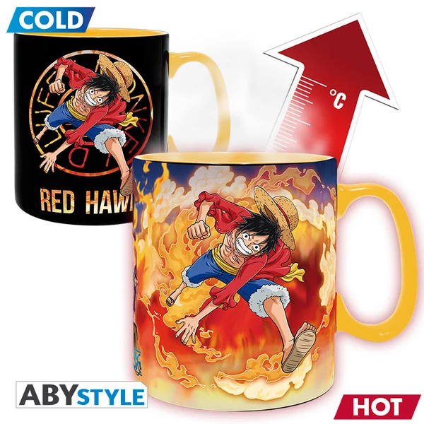 ONE PIECE - Hőre változó bögre - 460 ml - Luffy & Sabo LOOK ABYMUGA445