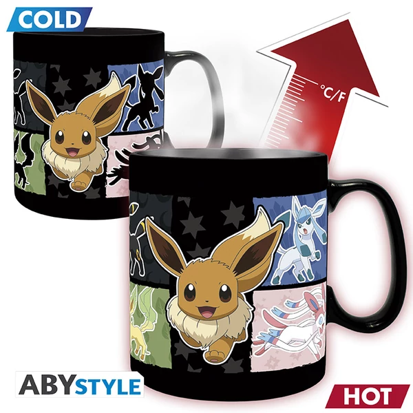 POKEMON - Hőre változó bögre - 460 ml - Eevee - cardboard bo