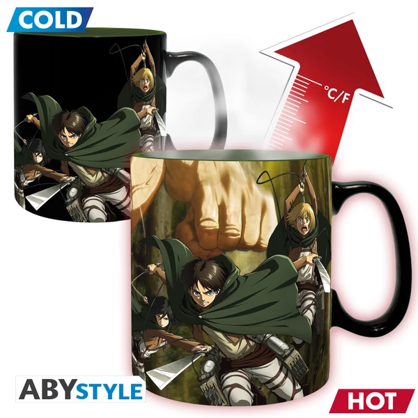 ATTACK ON TITAN - Hőre változó bögre - 460 ml - TitanS3 -card