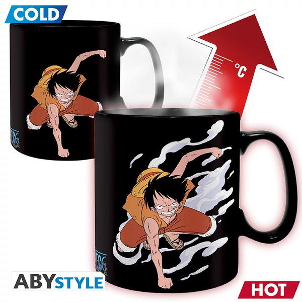 ONE PIECE - Hőre változó bögre - 460 ml - Luffy & Ace - cardboard box