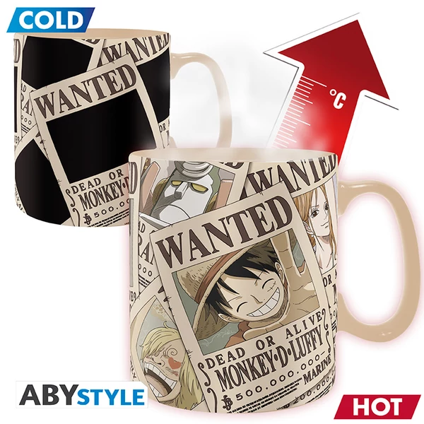 ONE PIECE - Hőre változó bögre - 460 ml - Wanted - cardboard bo