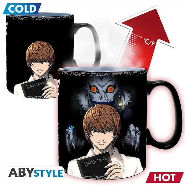 DEATH NOTE - Hőre változó bögre - 460 ml - Kira & L - card bo