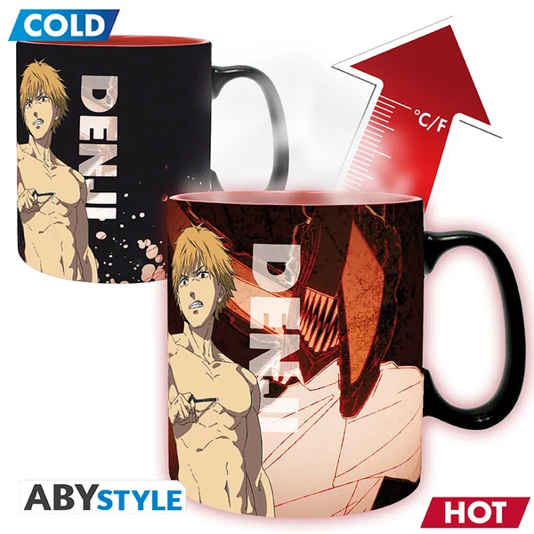CHAINSAW MAN - Hőre változó bögre- 460ml- Denji & Aki - cardboard