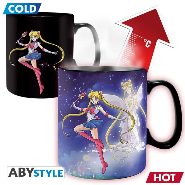 SAILOR MOON - Hőre változó bögre- 460ml- Sailor & Chibi- cardboard