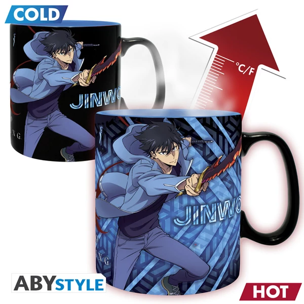 SOLO LEVELING - Hőre változó bögre - 460 ml - Jinwoo & Igris card