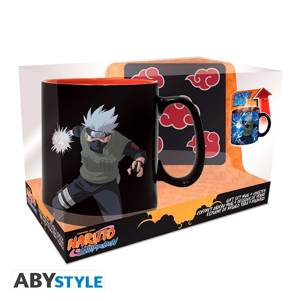 NARUTO SHIPPUDEN - Ajándékcsomag Hőre változó bögre 460ml + Poháralátét Akatsuki