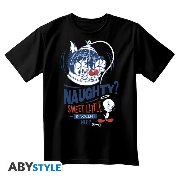 LOONEY TUNES - Unisex blackTshirt - Tweety & Sylvester