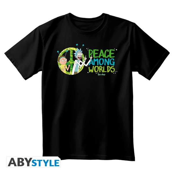 RICK AND MORTY - Póló unisex black - Peace Among Worlds