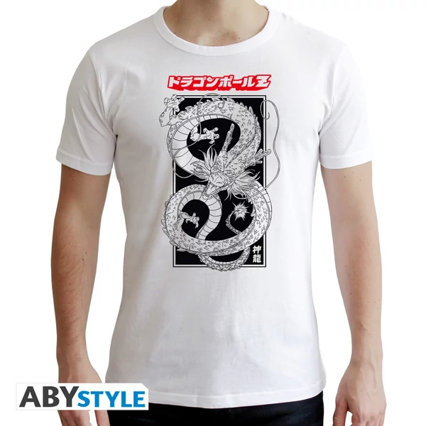 DRAGON BALL - Póló white new fit - DBZ/ Shenron N&B