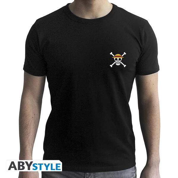 ONE PIECE - Póló new fit black - Wanted Luffy