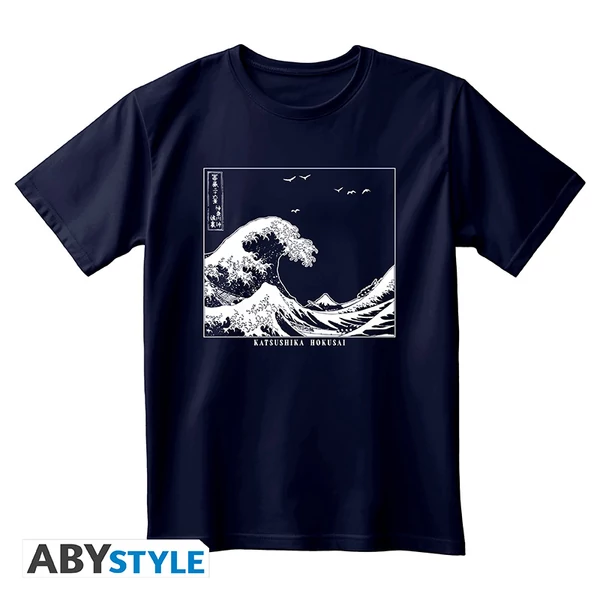 HOKUSAI - Póló unisex navy blue - Great Wave