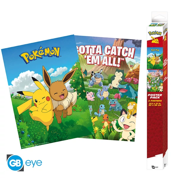 POKEMON - Szett 2 Poszterek Chibi 52x38 - Environments