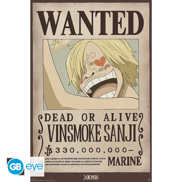 ONE PIECE - Poszter Maxi 91.5x61 FSC MIX - Wanted Sanji