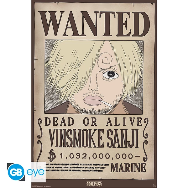 ONE PIECE - Poszter Maxi 91.5x61 - Wanted Sanji Wano