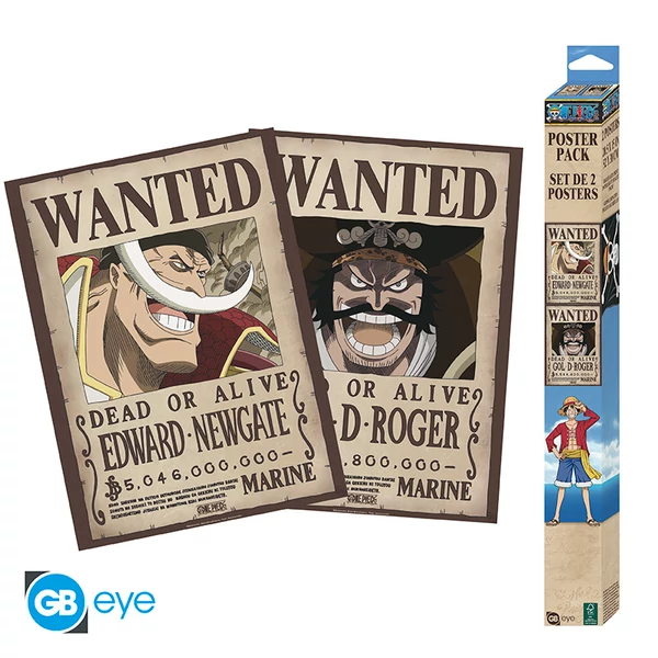 ONE PIECE - Szett 2 Poszterek Chibi 52x38 - Wanted Roger & Whitebeard