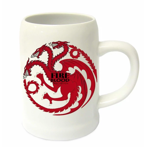 GAME OF THRONES  - Trónok Harca - Targaryen Fire and Blood fehér korsó 500 ml