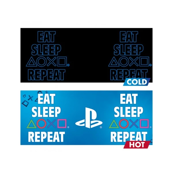 PLAYSTATION Eat sleep repeat hőre változó bögre