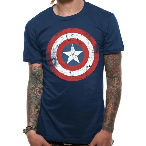 Captain America - Amerika Kapitány distressed shield póló M