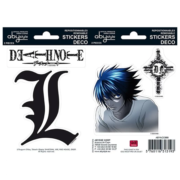 Death Note L matrica csomag 16cm x 11 cm.