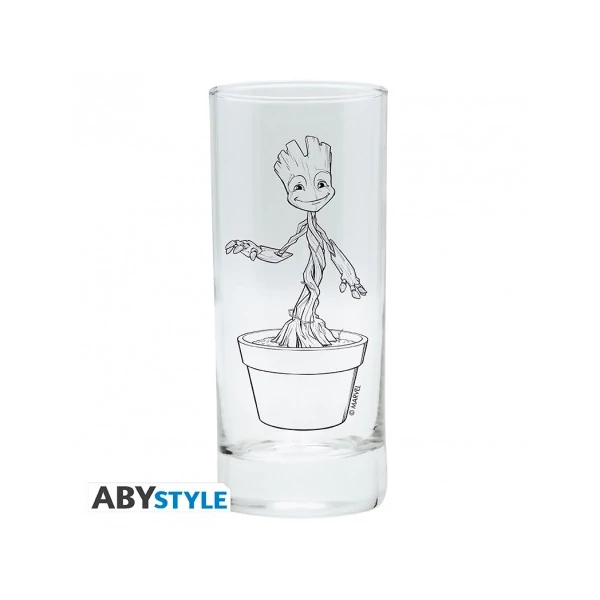 MARVEL Groot ajándékkészlet csomag üveg pohár 290ml + kulcstartó + Mini kerámia bögre 110 ml 