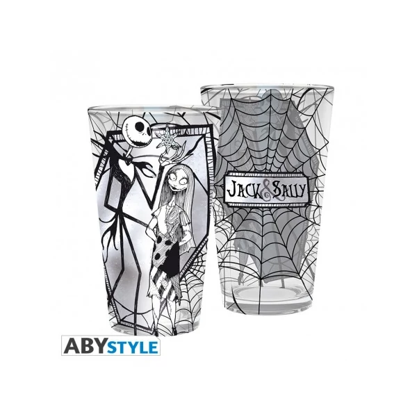 Nightmare Before Christmas NBX Jack & Sally díszítésű üvegpohár 400ml