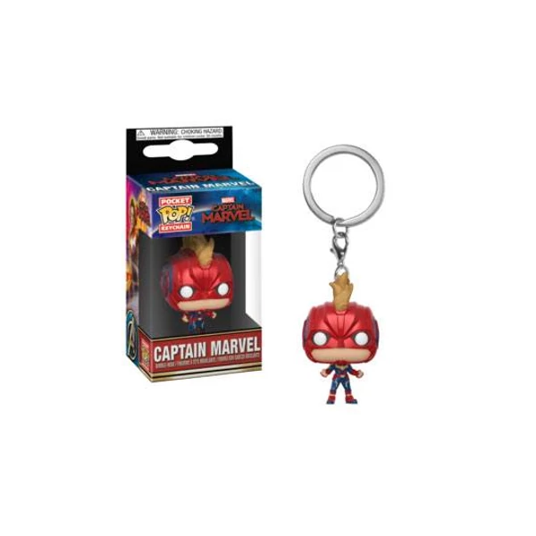 MARVEL Comics POP! Movies Marvel Kapitány kulcstartó figura! Captain Marvel (with Helmet) 4 cm