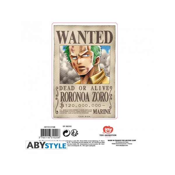 ONE PIECE Wanted Luffy Zoro matrica csomag