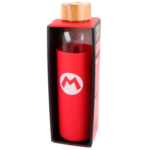 Nintendo Super Mario Bros szilikon bevonatos üvegkulacs 585ml