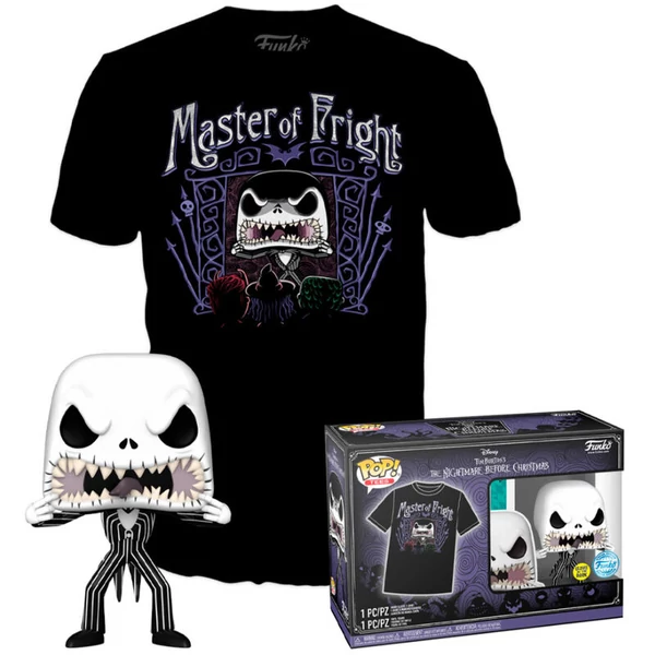 Exkluzív Karácsonyi lidércnyomás Jack Skellington POP figura és póló szett