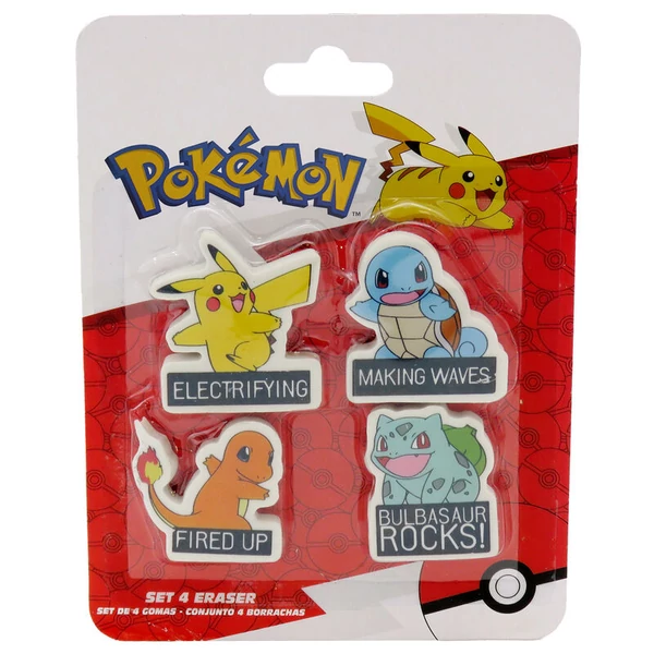Pokémon 4 darabos radír készlet