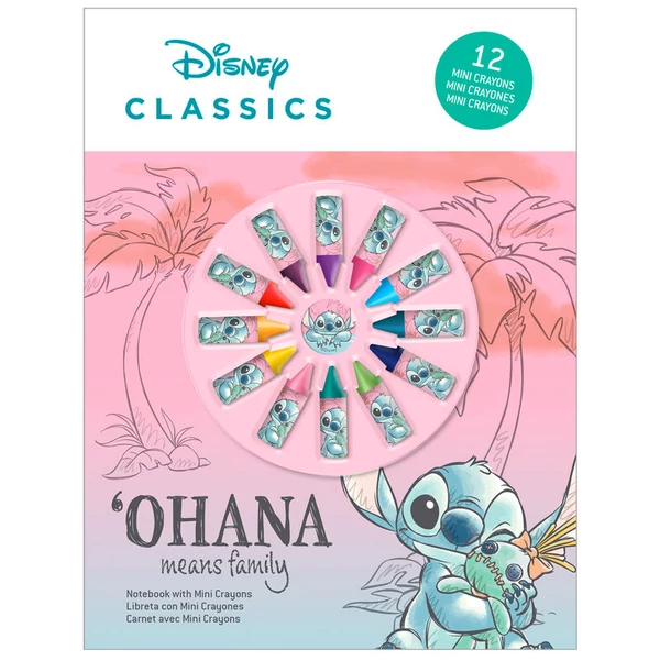 Disney Stitch füzet + 12 darabos zsírkréta készlet